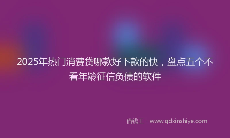 2025年热门消费贷哪款好下款的快，盘点五个不看年龄征信负债的软件