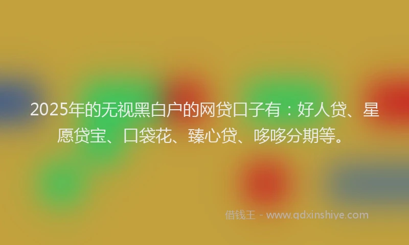 2025年的无视黑白户的网贷口子有：好人贷、星愿贷宝、口袋花、臻心贷、哆哆分期等。