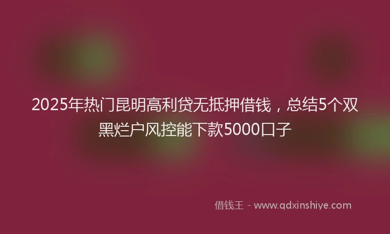 2025年热门昆明高利贷无抵押借钱，总结5个双黑烂户风控能下款5000口子