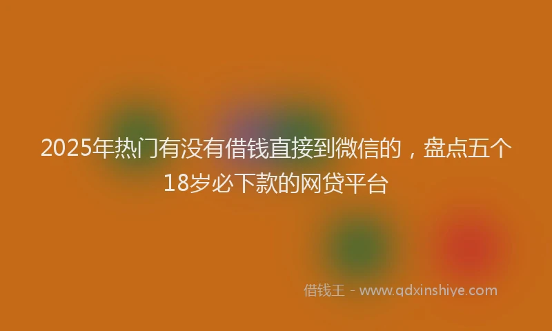 2025年热门有没有借钱直接到微信的，盘点五个18岁必下款的网贷平台
