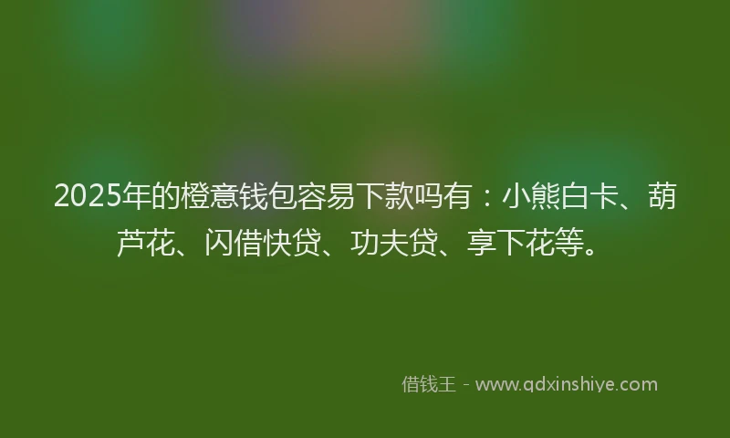 2025年的橙意钱包容易下款吗有：小熊白卡、葫芦花、闪借快贷、功夫贷、享下花等。