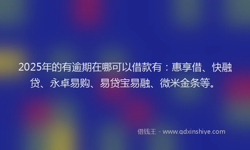 2025年的有逾期在哪可以借款有：惠享借、快融贷、永卓易购、易贷宝易融、微米金条等。