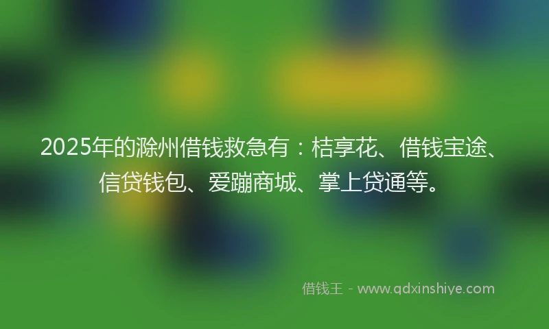 2025年的滁州借钱救急有：桔享花、借钱宝途、信贷钱包、爱蹦商城、掌上贷通等。
