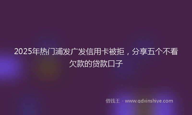 2025年热门浦发广发信用卡被拒，分享五个不看欠款的贷款口子