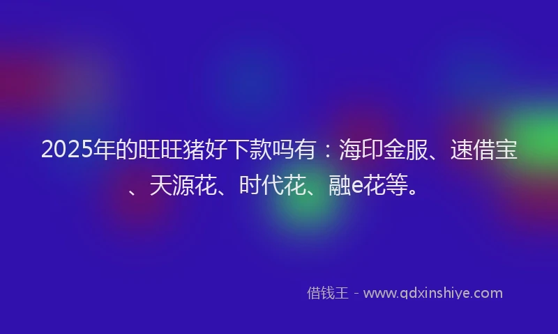 2025年的旺旺猪好下款吗有：海印金服、速借宝、天源花、时代花、融e花等。