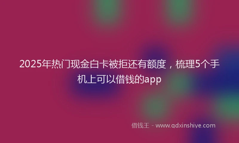2025年热门现金白卡被拒还有额度，梳理5个手机上可以借钱的app