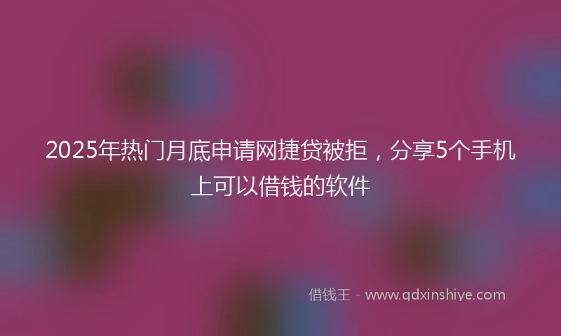 2025年热门月底申请网捷贷被拒，分享5个手机上可以借钱的软件