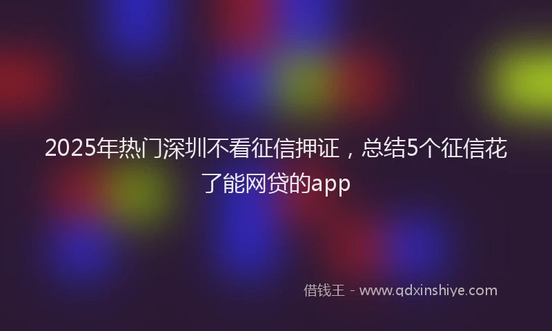 2025年热门深圳不看征信押证，总结5个征信花了能网贷的app