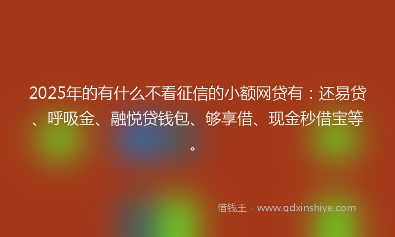 2025年的有什么不看征信的小额网贷有：还易贷、呼吸金、融悦贷钱包、够享借、现金秒借宝等。