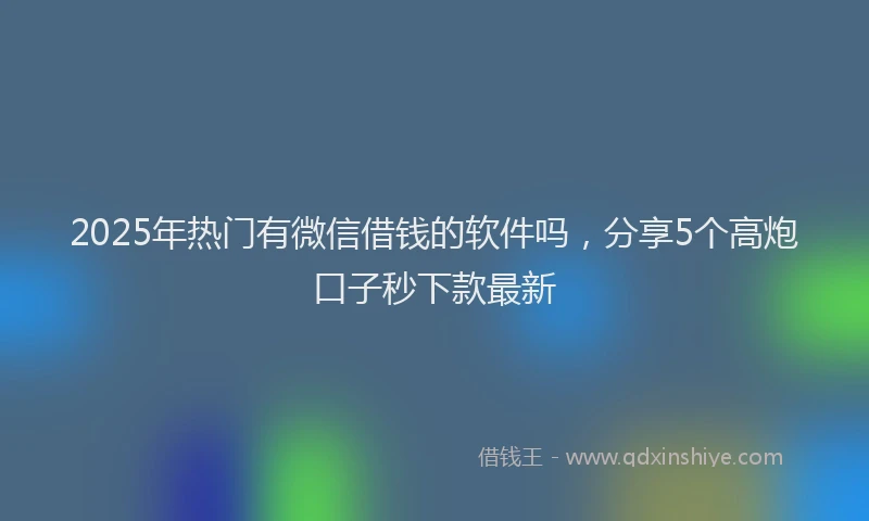 2025年热门有微信借钱的软件吗，分享5个高炮口子秒下款最新