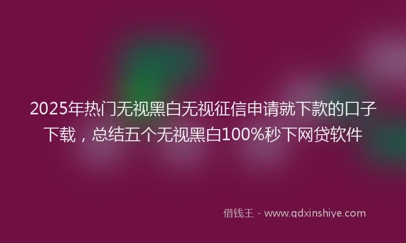 2025年热门无视黑白无视征信申请就下款的口子下载，总结五个无视黑白100%秒下网贷软件