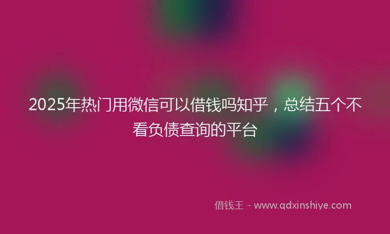 2025年热门用微信可以借钱吗知乎，总结五个不看负债查询的平台