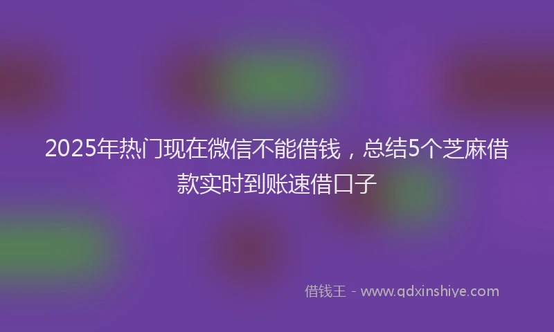 2025年热门现在微信不能借钱，总结5个芝麻借款实时到账速借口子