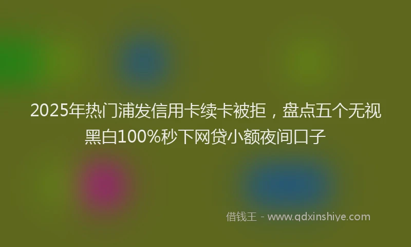 2025年热门浦发信用卡续卡被拒，盘点五个无视黑白100%秒下网贷小额夜间口子