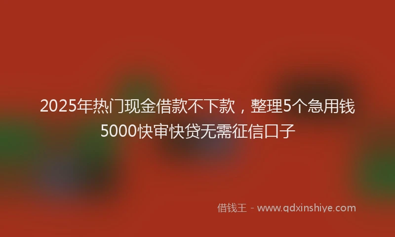 2025年热门现金借款不下款，整理5个急用钱5000快审快贷无需征信口子