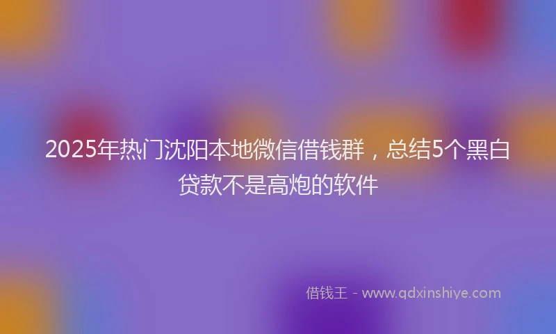 2025年热门沈阳本地微信借钱群，总结5个黑白贷款不是高炮的软件