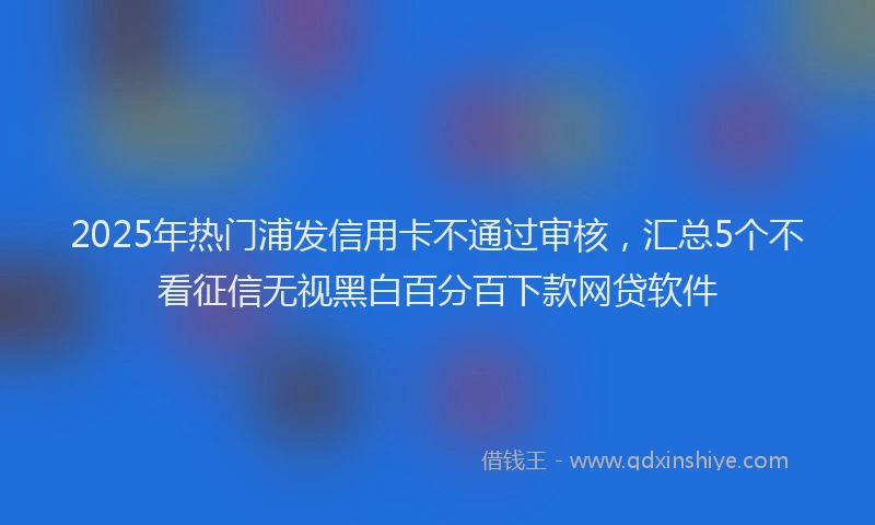 2025年热门浦发信用卡不通过审核，汇总5个不看征信无视黑白百分百下款网贷软件