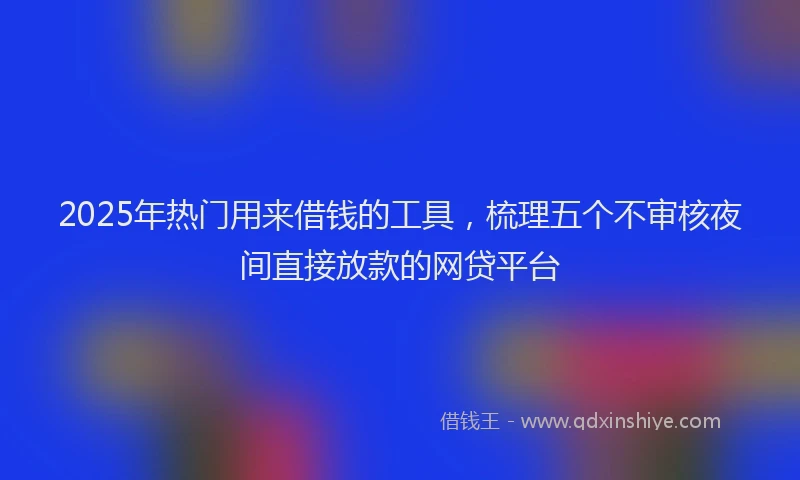 2025年热门用来借钱的工具，梳理五个不审核夜间直接放款的网贷平台
