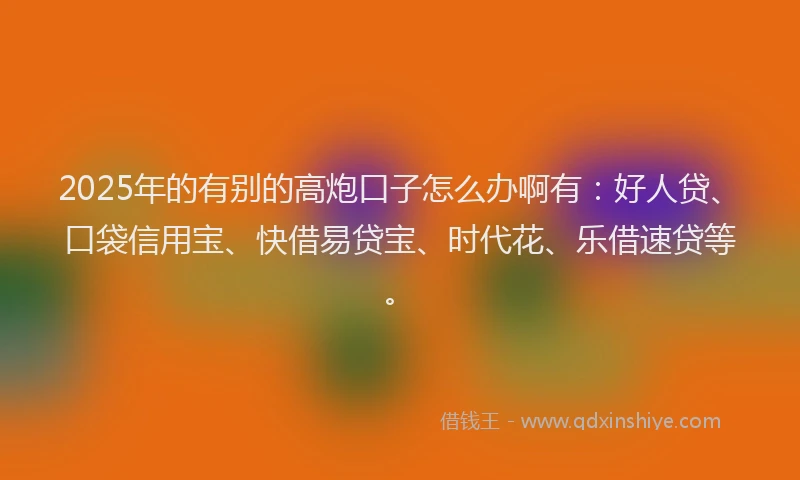 2025年的有别的高炮口子怎么办啊有：好人贷、口袋信用宝、快借易贷宝、时代花、乐借速贷等。