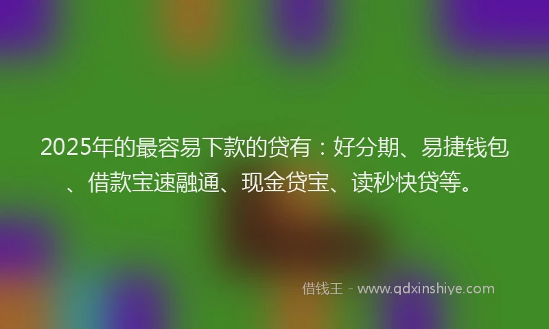 2025年的最容易下款的贷有：好分期、易捷钱包、借款宝速融通、现金贷宝、读秒快贷等。
