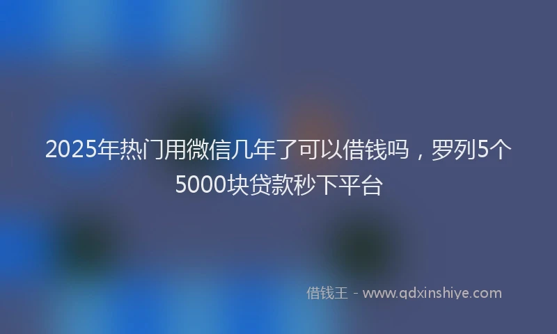 2025年热门用微信几年了可以借钱吗，罗列5个5000块贷款秒下平台