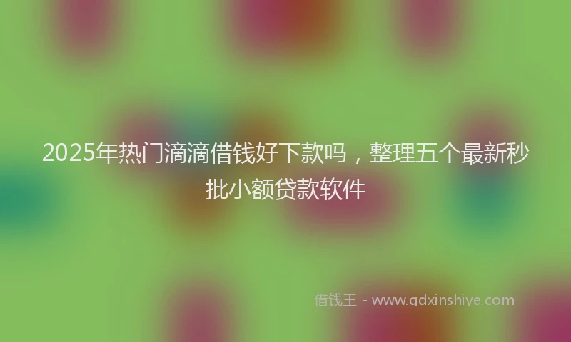 2025年热门滴滴借钱好下款吗，整理五个最新秒批小额贷款软件