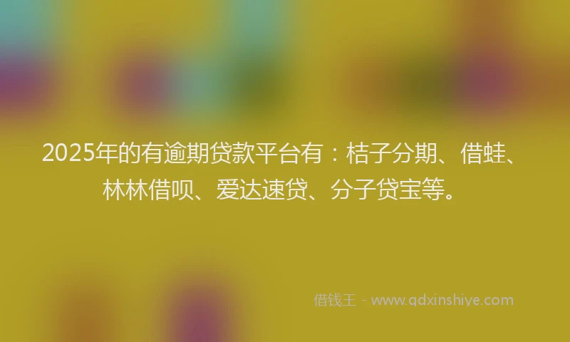 2025年的有逾期贷款平台有：桔子分期、借蛙、林林借呗、爱达速贷、分子贷宝等。