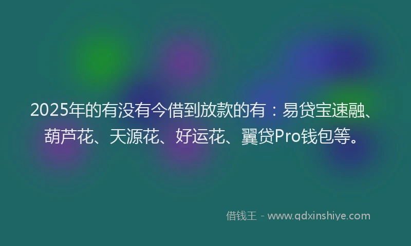 2025年的有没有今借到放款的有：易贷宝速融、葫芦花、天源花、好运花、翼贷Pro钱包等。