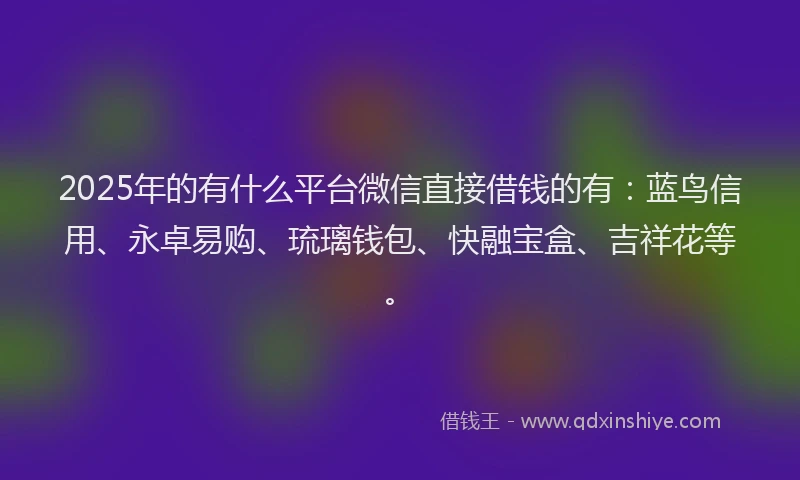 2025年的有什么平台微信直接借钱的有：蓝鸟信用、永卓易购、琉璃钱包、快融宝盒、吉祥花等。