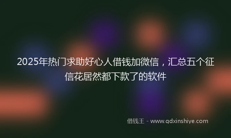 2025年热门求助好心人借钱加微信，汇总五个征信花居然都下款了的软件