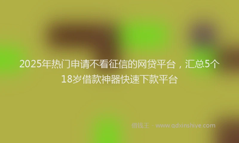 2025年热门申请不看征信的网贷平台，汇总5个18岁借款神器快速下款平台