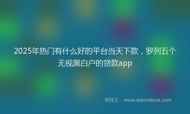 2025年热门有什么好的平台当天下款，罗列五个无视黑白户的贷款app