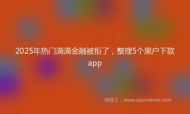 2025年热门滴滴金融被拒了，整理5个黑户下款app