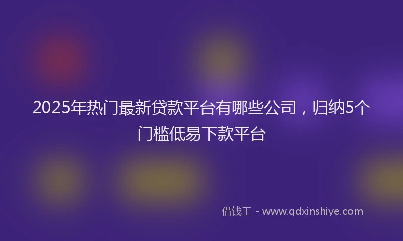2025年热门最新贷款平台有哪些公司，归纳5个门槛低易下款平台