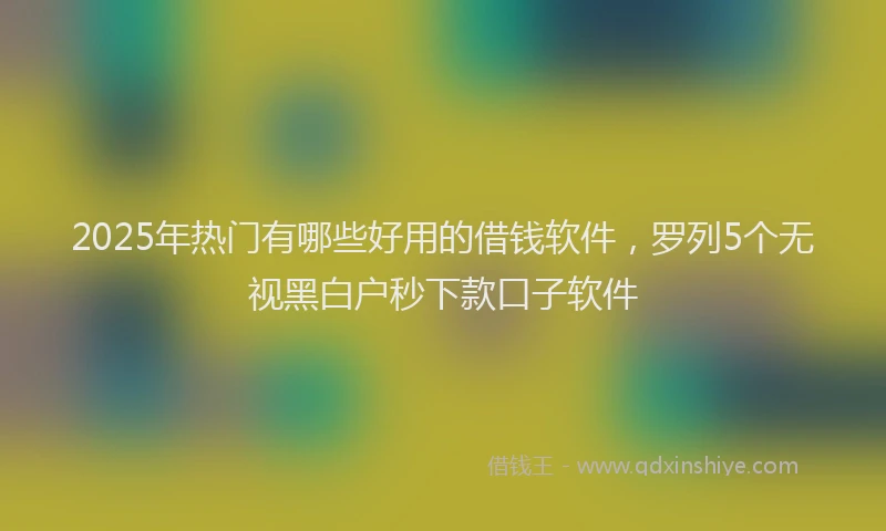 2025年热门有哪些好用的借钱软件，罗列5个无视黑白户秒下款口子软件