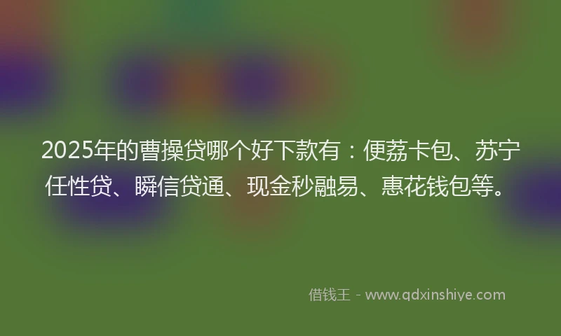 2025年的曹操贷哪个好下款有：便荔卡包、苏宁任性贷、瞬信贷通、现金秒融易、惠花钱包等。