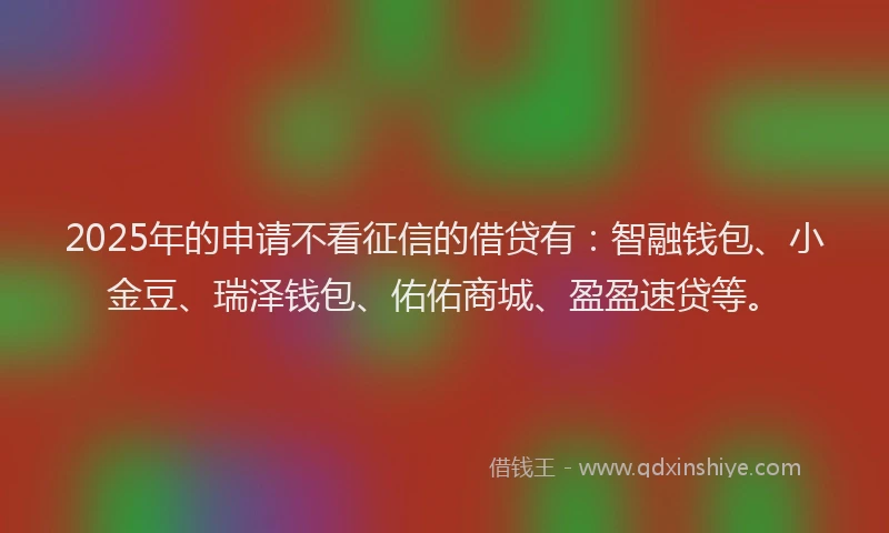2025年的申请不看征信的借贷有：智融钱包、小金豆、瑞泽钱包、佑佑商城、盈盈速贷等。