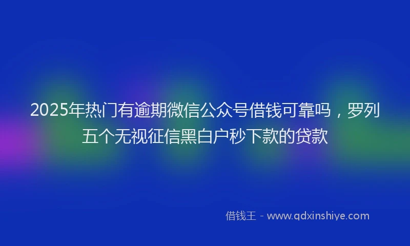2025年热门有逾期微信公众号借钱可靠吗，罗列五个无视征信黑白户秒下款的贷款