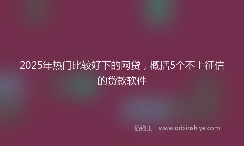2025年热门比较好下的网贷，概括5个不上征信的贷款软件