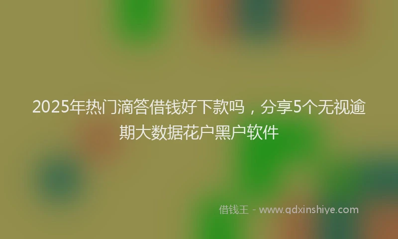 2025年热门滴答借钱好下款吗，分享5个无视逾期大数据花户黑户软件
