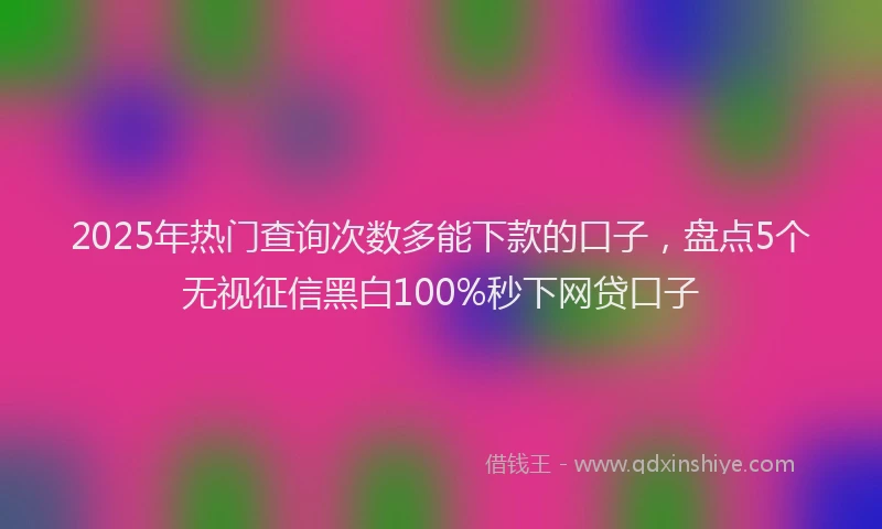 2025年热门查询次数多能下款的口子，盘点5个无视征信黑白100%秒下网贷口子