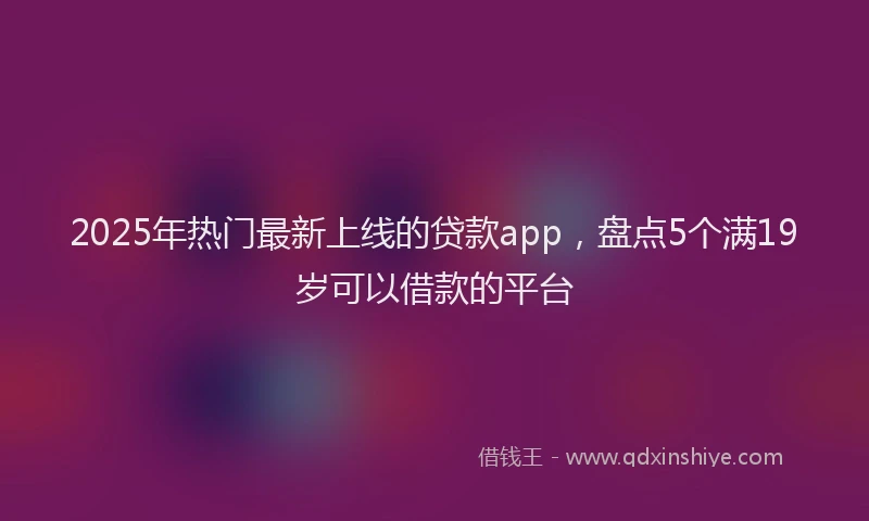 2025年热门最新上线的贷款app，盘点5个满19岁可以借款的平台