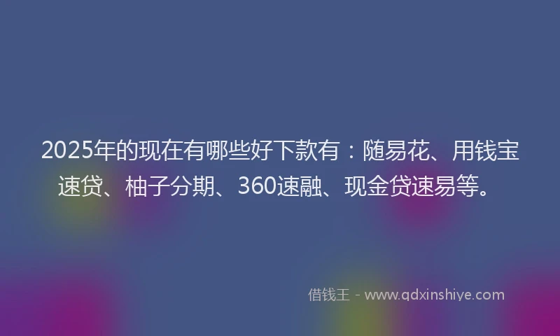 2025年的现在有哪些好下款有：随易花、用钱宝速贷、柚子分期、360速融、现金贷速易等。
