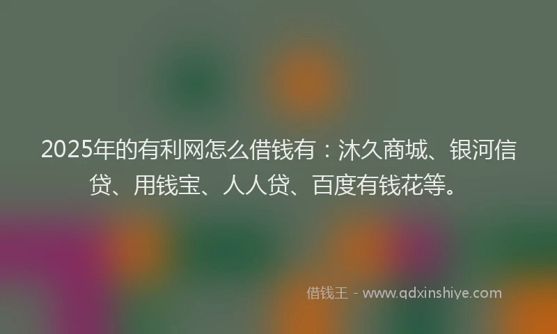 2025年的有利网怎么借钱有：沐久商城、银河信贷、用钱宝、人人贷、百度有钱花等。