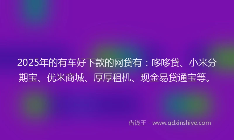 2025年的有车好下款的网贷有：哆哆贷、小米分期宝、优米商城、厚厚租机、现金易贷通宝等。
