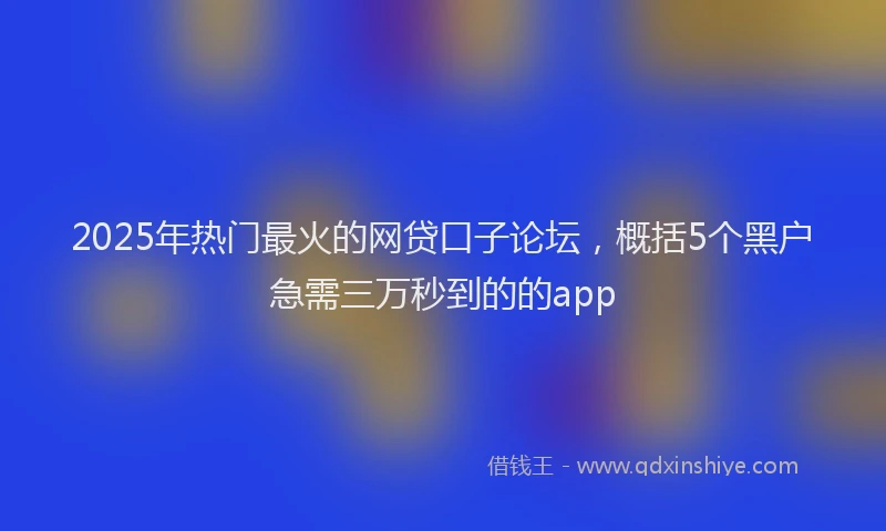 2025年热门最火的网贷口子论坛，概括5个黑户急需三万秒到的的app
