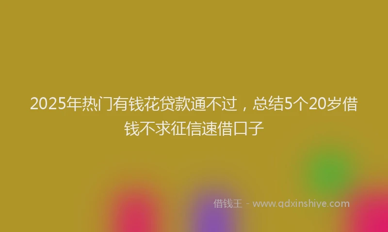 2025年热门有钱花贷款通不过，总结5个20岁借钱不求征信速借口子