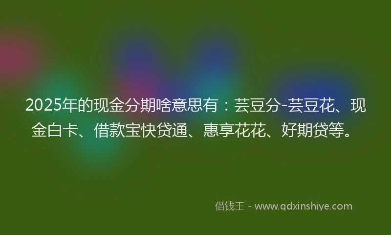 2025年的现金分期啥意思有：芸豆分-芸豆花、现金白卡、借款宝快贷通、惠享花花、好期贷等。
