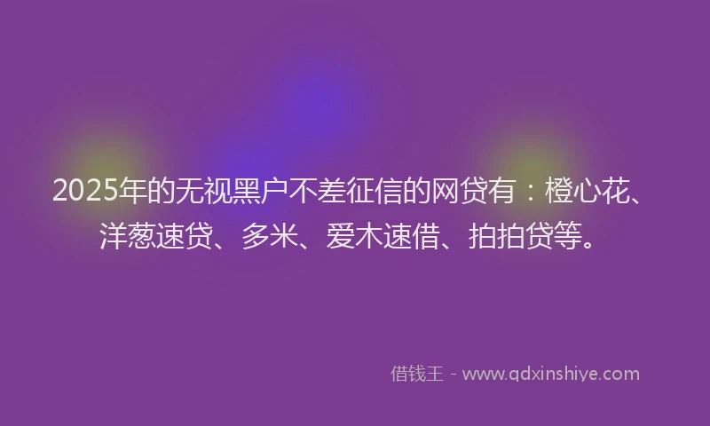 2025年的无视黑户不差征信的网贷有：橙心花、洋葱速贷、多米、爱木速借、拍拍贷等。