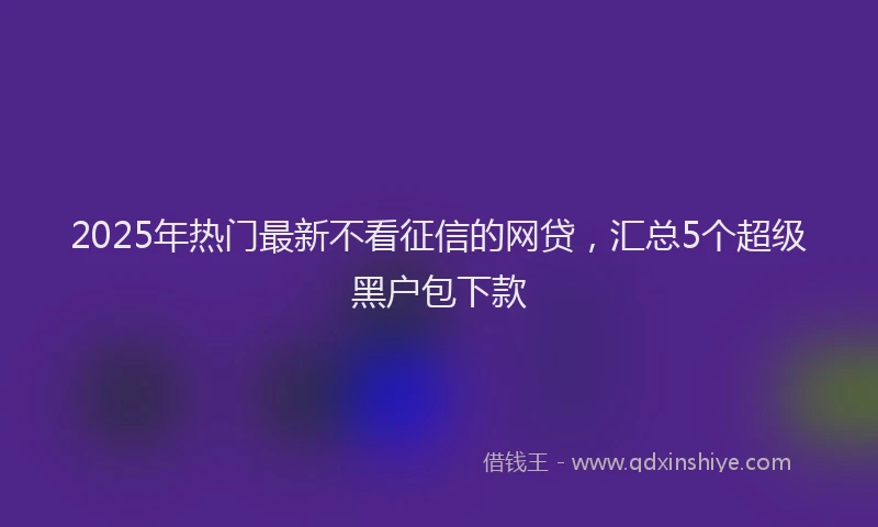 2025年热门最新不看征信的网贷，汇总5个超级黑户包下款